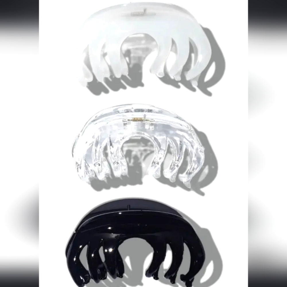 NWT 3 Pack Large 4" Claw Clips Set Neutral Black White Clear